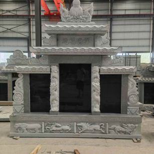 白城 芝麻灰高档墓碑、土墓，一套也支持定做